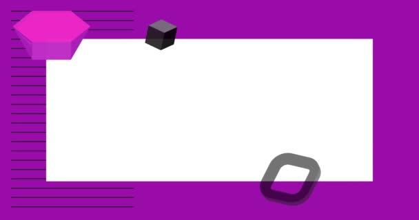 Фиолетовый Черный Геометрические Графические Ретро Темы Фонового Аниамета Местом Текста — стоковое видео