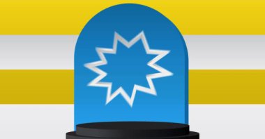 Sarı, Beyaz, Mavi, Siyah Mockup ürün animasyonu. Silindir kaidesel podyum videosu. Sunum için asgari geometrik biçimler sahne gösterimi.