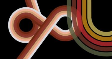 Çizgi film 70 'lerin renkli çizgileri. 1970 'lerin modern soyut sanat animasyonu. Minimalist çizgili tasarım videosu. Eski moda gökkuşağı renkli film.