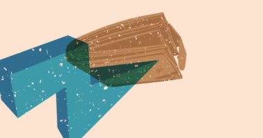 Geometrik şekilli Risograph Cüzdanı animasyon. Moda riso grafik tasarım videosunda nesne taşınıyor.