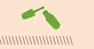 Geometrik şekilli çivi cilası animasyonu. Moda riso grafik tasarım videosunda nesne taşınıyor.