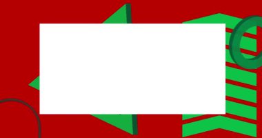 Kırmızı ve yeşil geometrik grafik retro temalı arka plan animasyonu metin için kullanılacak. Asgari geometrik elementler çerçeve video. Reklam için klasik soyut şekiller.