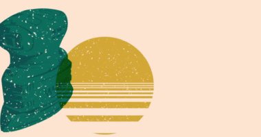 Geometrik şekilli Risograph Electric Sander animasyon. Moda riso grafik tasarım videosundaki nesne taşınıyor. a