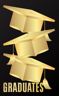 Siyah ve altın mezuniyet tasarım şablonu. Klasik parti davetiyesi, kutlama etkinliği, tebrik kartı. Vektör lisesi ya da üniversite mezunu posteri.