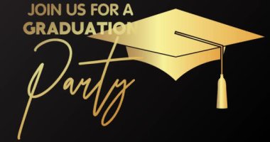 Siyah ve Altın 2024 Mezuniyet Animasyonu. Klasik parti davetiyesi, kutlama etkinliği, kutlama videosu. Animasyon lise veya üniversite mezunu retro sanat deco.