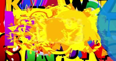 Renkli soyut modern grafiti arkaplan animasyonu. Sokak sanatı dekorasyon videosu, kentsel resim tarzında sahneleniyor..
