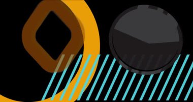 Renkli Geometrik Grafik Retro Tema Arkaplan Canlandırması. Asgari geometrik elementler videosu. Klasik soyut şekiller arkaplan.