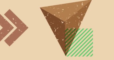 Geometrik elementlerle Risograph arka planı, animasyonu şekillendirir. Moda riso grafik tasarımlı nesne. Geometri soyut doku tarzı video.