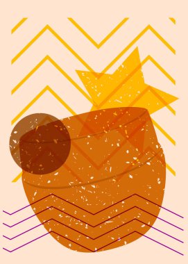 Geometrik şekilli Risograph Face krem kutusu. Geometri elemanları ile modayı gösteren riso grafik desen tasarımı nesneleri.