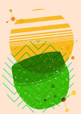 Geometrik şekilli Risograph Face krem kutusu. Geometri elemanları ile modayı gösteren riso grafik desen tasarımı nesneleri.