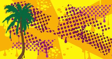 Palmiye Ağacı Graffiti animasyonu. Soyut modern sokak sanatı video dekorasyonu şehir boyama tarzında gerçekleştirildi.