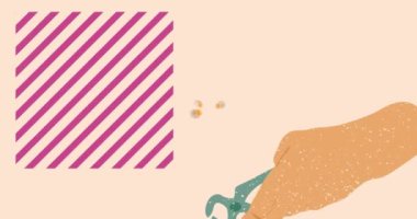 Geometrik şekilli Risograph Pense animasyonu. Moda riso grafik tasarım videosunda nesne taşınıyor.