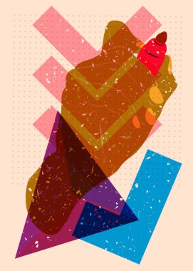 Keçeli Kalem ile Geometrik şekilli Risograph Hand yazısı. Geometri elemanları ile modayı gösteren riso grafik desen tasarımı nesneleri.