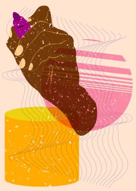 Keçeli Kalem ile Geometrik şekilli Risograph Hand yazısı. Geometri elemanları ile modayı gösteren riso grafik desen tasarımı nesneleri.