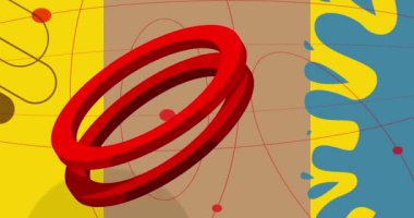 Cool Geometrical Grafik Retro Tema Arkaplan Canlandırması. Asgari geometrik elementler videosu. Klasik soyut şekiller.
