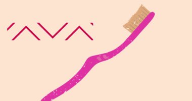 Geometrik şekilli Risograph diş fırçası animasyon. Moda riso grafik tasarım videosunda nesne taşınıyor.