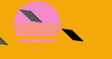 Geometrik grafik retro temalı soyut arkaplan animasyonu. Asgari geometrik elementler videosu. Klasik soyut şekiller.