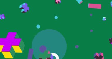 Geometrik grafik retro temalı soyut arkaplan animasyonu. Asgari geometrik elementler videosu. Klasik soyut şekiller.