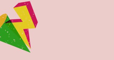 Büyük renkli geometrik şekiller animasyon. Moda riso grafik tasarımlı nesne. Geometri ögeleri soyut risograph doku tarzı video.