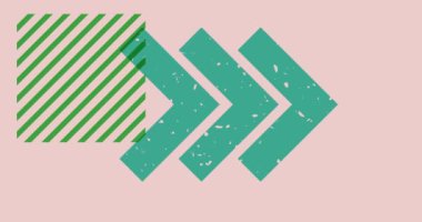 Büyük renkli geometrik şekiller animasyon. Moda riso grafik tasarımlı nesne. Geometri ögeleri soyut risograph doku tarzı video.
