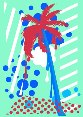 Palmiye ağacı grafitisi. Soyut modern sokak sanatı dekorasyonu kentsel resim tarzında gerçekleştirildi.