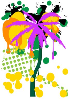 Palmiye ağacı grafitisi. Soyut modern sokak sanatı dekorasyonu kentsel resim tarzında gerçekleştirildi.