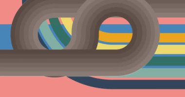 Retro 70 'lerin arka plan animasyonu. 1970 'lerin en iyi sanat videosu. Minimalist çizgili tasarım sahnesi. Eski moda gökkuşağı renkli sanat eserleri.