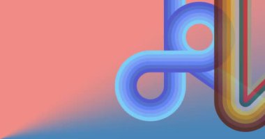 Retro 70 'lerin arka plan animasyonu. 1970 'lerin en iyi sanat videosu. Minimalist çizgili tasarım sahnesi. Eski moda gökkuşağı renkli sanat eserleri.