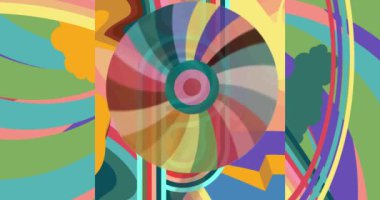 70 'lerin havalı arka plan animasyonu. 1970 'lerin en iyi sanat videosu. Minimalist çizgili tasarım sahnesi. Eski moda gökkuşağı renkli sanat eserleri.