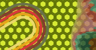 Geçmişe dönük basit 70 'ler arka plan animasyonu. Harika 1970 'lerin sanat videosu. Minimalist çizgili tasarım sahnesi. Eski moda gökkuşağı renkli sanat eserleri.