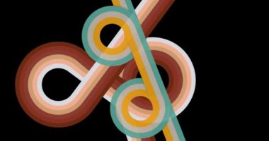 70 'lerin basit arka plan animasyonu. Harika 1970 'lerin sanat videosu. Minimalist çizgili tasarım sahnesi. Eski moda gökkuşağı renkli sanat eserleri.