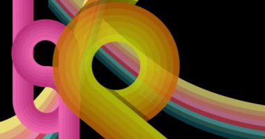 70 'li yılların arka plan animasyonu. Harika 1970 'lerin sanat videosu. Minimalist çizgili tasarım sahnesi. Eski moda gökkuşağı renkli sanat eserleri.