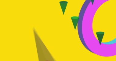 Çok renkli basit geometrik grafik retro temalı arkaplan animasyonu. En az meşgul geometrik elementler videosu. Klasik soyut şekiller.