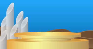 Harika bir model ürün animasyonu, silindir kaide podyumu. Sunum için sahne gösterisi videosu.