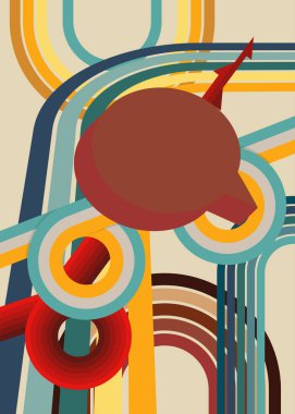 Retro 70 'lerin Konuşma Baloncuğu ile Geçmişi. Harika bir duyuru. 1970 'lerin sanat şablonu. Minimalist Vintage tasarım posteri. Eski moda renkli sanat eserleri.