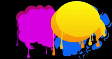 Çok renkli basit graffiti konuşma kabarcığı animasyonu. Modern Mesajlaşma tabelası sokak sanat dekorasyonu videosu, şehir boyama tarzında tartışma simgesi.