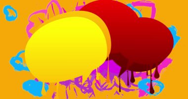 Çok renkli basit graffiti konuşma kabarcığı animasyonu. Modern Mesajlaşma tabelası sokak sanat dekorasyonu videosu, şehir boyama tarzında tartışma simgesi.