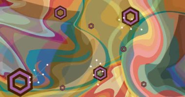 70 'lerin yoğun arka plan animasyonu. Harika 1970 'lerin sanat videosu. Minimalist Vintage tasarım sahnesi. Eski moda renkli sanat eserleri.