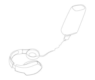 Keskin uçlu kalemle çizilmiş sürekli bir kulaklık hattı. İnce Çizgi Çizimi Vektör Konsepti. Contour Yaratıcı Fikirler Çiziyor.