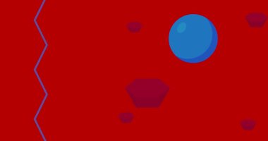 Çok renkli basit geometrik grafik retro temalı arkaplan animasyonu. En az yoğun geometrik elementler videosu. Klasik soyut şekiller.