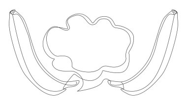 Muz ile aralıksız bir konuşma cümlesi. İnce Çizgi Çizimi Vektör Konsepti. Contour Yaratıcı Fikirler Çiziyor.