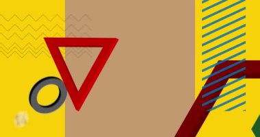 Çokrenkli yoğun geometrik grafik retro temalı arkaplan animasyonu. En az yoğun geometrik elementler videosu. Klasik soyut şekiller.