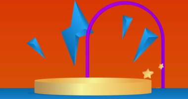 Basit bir model ürün animasyonu, renkli arkaplanlı silindir kaide podyumu. Sunum için sahne gösterisi videosu.