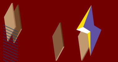 Çok renkli geometrik grafik retro temalı arkaplan animasyonu. En az yoğun geometrik elementler videosu. Klasik soyut şekiller.