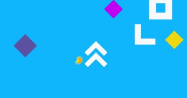 Çok renkli geometrik grafik retro temalı arkaplan animasyonu. En az yoğun geometrik elementler videosu. Klasik soyut şekiller.