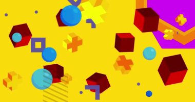 Geometrik grafik retro tema arkaplan animasyonu. Minimum geometrik elementler arka plan videosu. Klasik soyut şekiller.