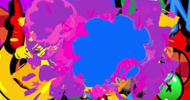 Mavi Graffiti konuşma balonu animasyonu. Modern Mesajlaşma tabelası sokak sanat dekorasyonu videosu, şehir boyama tarzında tartışma simgesi.