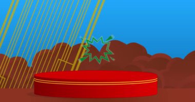 Sun 'la birlikte ürün modeli. Animasyon silindiri kaide podyumu. Sunum için sahne gösterisi videosu. En küçük geometrik biçimlerin taşınması.