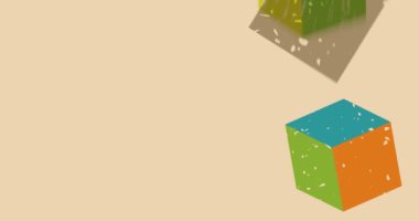 Geometrik elementlerle basit Risograph tasarım arka planı, animasyonu şekillendirir. Moda riso grafik tasarımlı nesne. Geometri soyut doku tarzı video.