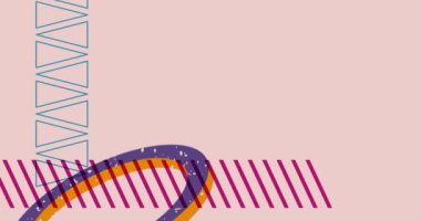 Yoğun renkli geometrik şekiller animasyon. Moda riso grafik tasarımlı nesne. Geometri ögeleri soyut risograph doku tarzı video.